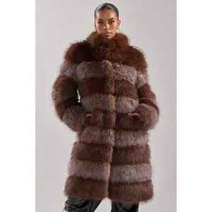 LITTLE BIT OF SPICE PANELED FAUX FUR COAT