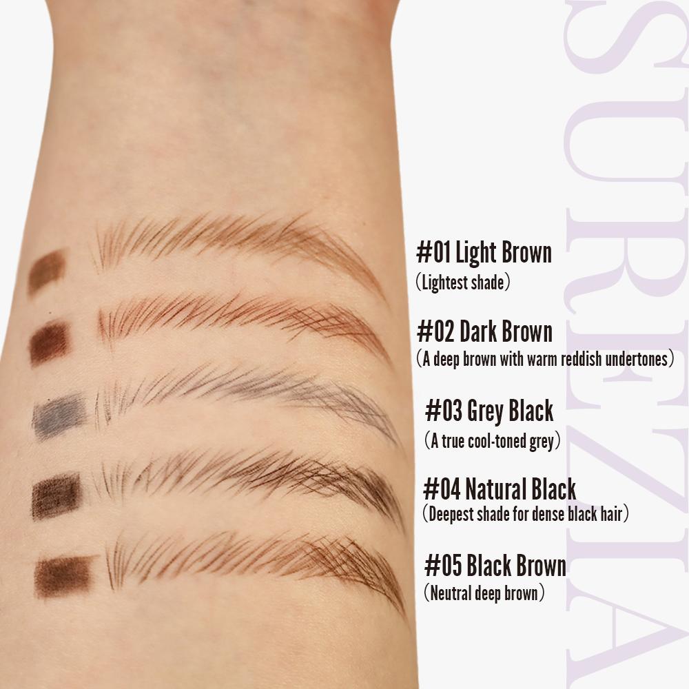 SUREZIA Feather Edge Brow Pencil 3-in-1 Kit (Pencil + Refill + Sanding Sponge) Dual-Effect Tip for Two Looks Stays Sharp