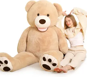 MaoGoLan 6ft Giant Teddy Bear Stuffed Animal with Footprints Soft Plush Toy for Girlfriend Kids and Friends Huge Teddy Bear for Birthday Valentine's Day and Christmas Vacuum Packaging Fun