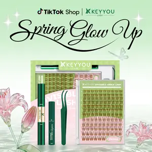 KEYYOU Natural Lash Clusters Wispy Brown  Eyelash Extension Kit Waterproof Long Lasting Easy DIY At Home Ultra Thin Band Cosmetic Makeup TikTok Shop FebruaryFaves