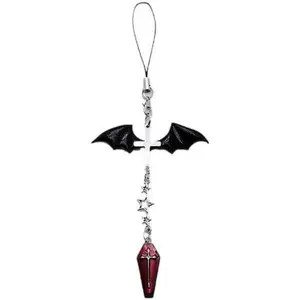 1 count Black Winged Mobile Phone Chain Pendant,Decor,Goth Y2K Phone Charm Pendant, Kawaii-Key Chain for Bag,Cute Accessory Women Guitar Strap Lanyard Beaded  Pendants,Accessories,Cell Phone Charms