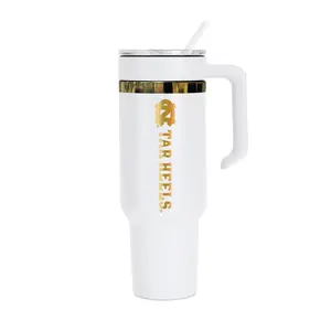 48oz North Carolina Tar Heels Gold Anodized White Tumbler
