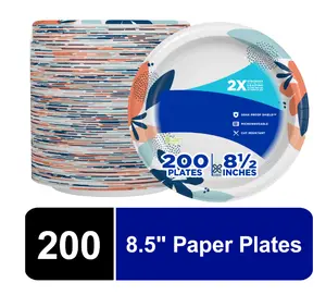 200 Count Disposable Paper Plates in Multicolor, 8.5 in Size - Cookware