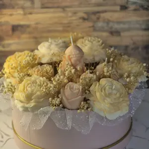 Candles Flower Bouquet - All Natural Wax with Natural Essential Oils, Decorative Rose Design, Ideal for Candle and Decor Ornaments Freshener Decoration Floral Light Plants Centerpiece