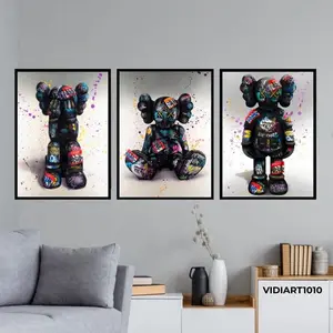 Painting K/A/S 3 Set,Hypebeast KawWs Figure, Graffiti Kaw,Premium Canva,Home Office Decor,Gift - No Frame