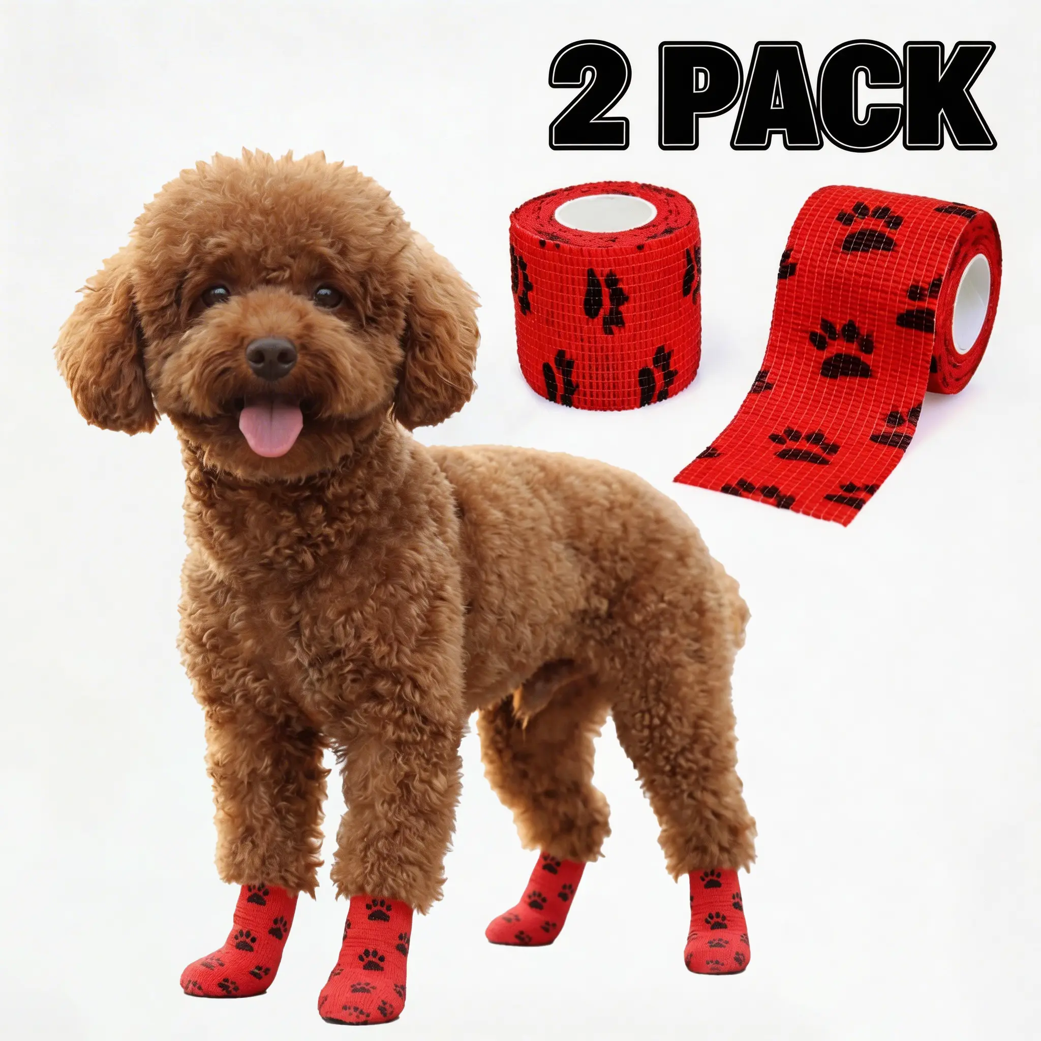 Self-Adhesive Waterproof Disposable Dog Paw Wraps & Reusable Booties: All-Terrain Outdoor Protectors for Mud-Rain Walking