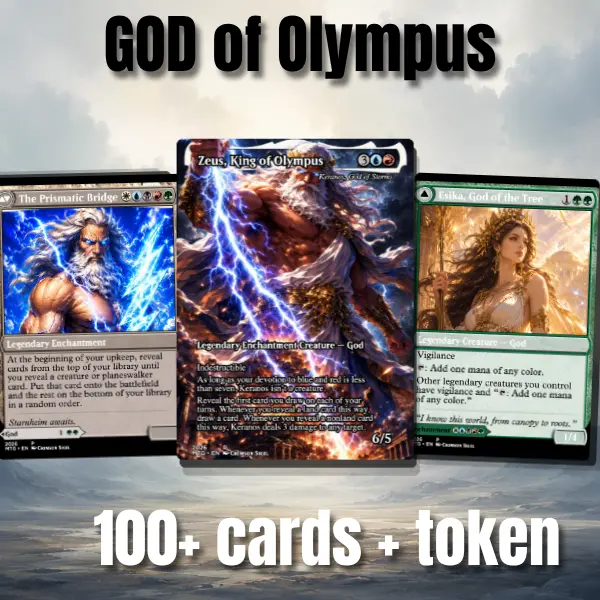 100-Card MTG Proxy God Of Olympus Complete Commander Deck, Fantasy Anime Divine Pantheon Art, Celestial Temples, Excellent Value Generation, Flexible Strategy EDH Proxy Cards
