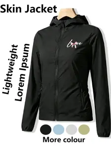 Womens Hooded Ultra-Thin Skin Jacket, Fashion Casual Trendy Comfortable Lightweight Breathable Quick Dry, Love Bow Print, Loose Fit, Suitable for Daily Commute Outdoor Travel, Multi-Color Available All Season Versatile