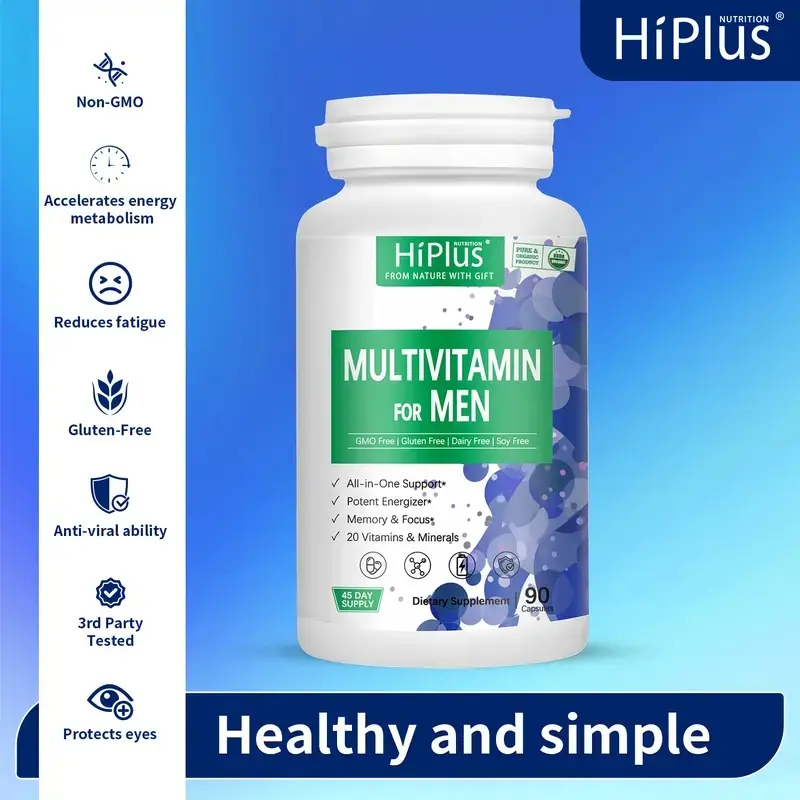 HiPlus Multivitamin for Men – Daily Multivitamins & Multiminerals with ...