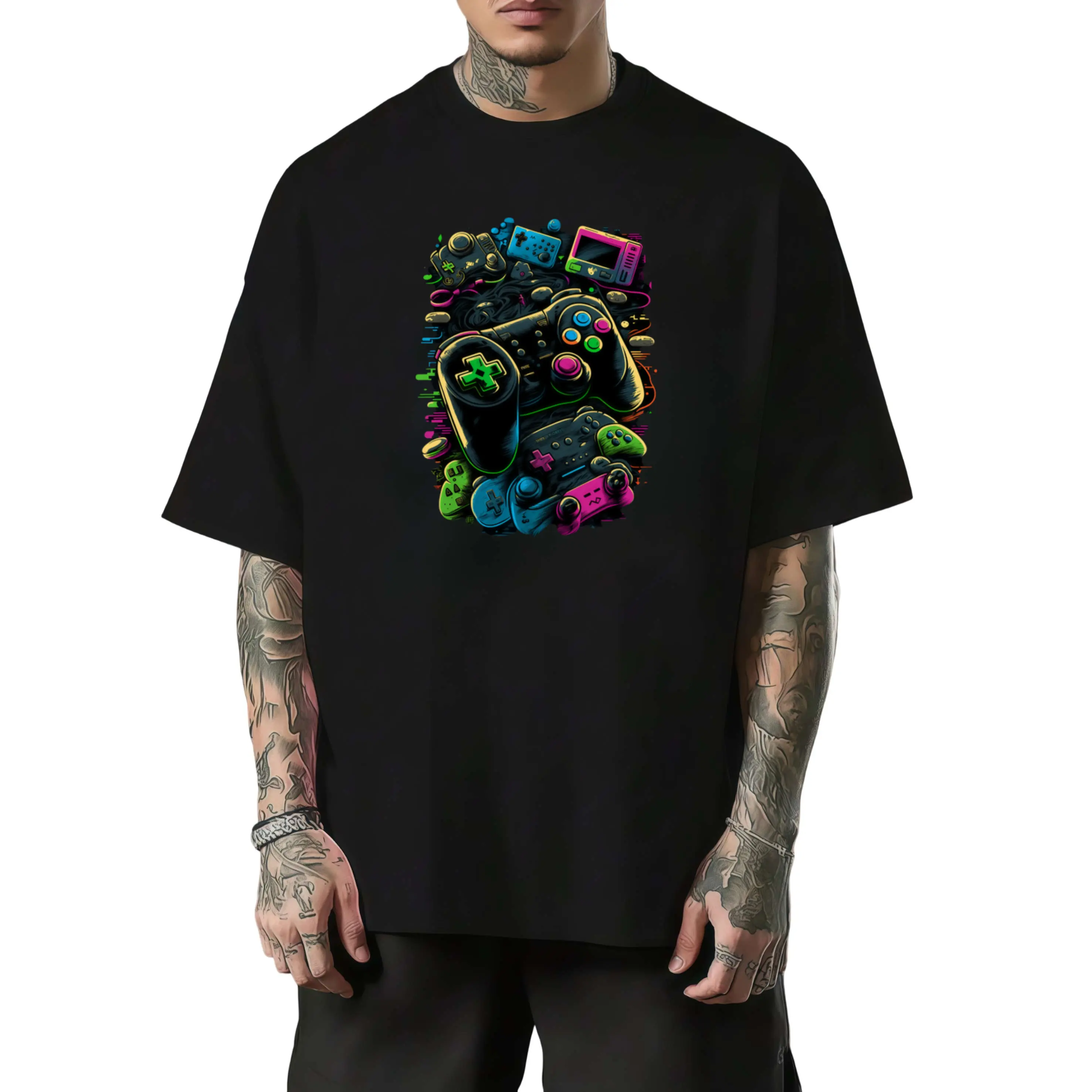 Men's & Unisex Control Gamer T-Shirt - Retro Video Game Controller Graphic Tee with Iconic Controller Design, Comfortable Casual Fit for Casual Attire & Gaming Sessions, Machine Washable Short Sleeve Shirt