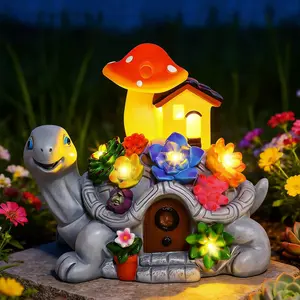 Solar Garden Turtle Statue Outdoor with 8 LED Lights, Shatter-Resistant Resin Tortoise Ornament for Yard Patio Lawn Balcony, Birthday Mother' s Day Gifts for Women Mom Grandma