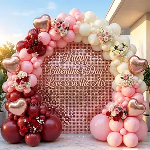 137 Piece Wedding/valentine's Day Gradient Balloon Arch Set, Rose Gold Heart Aluminum Foil, Latex, Outdoor Decorations