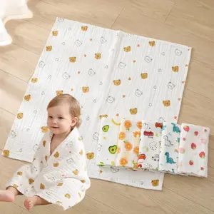 6-Piece Layered Bath Towels Set, Cartoon Print Quick-Drying Absorbent Towels, Reusable Home Bathroom Gift for Mother's Day