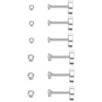 C. 6Pairs Tiny Earrings, 2mm 3mm