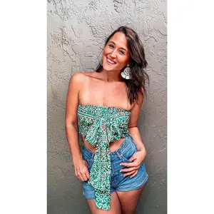 Sage Bandeau Boho Crop Top