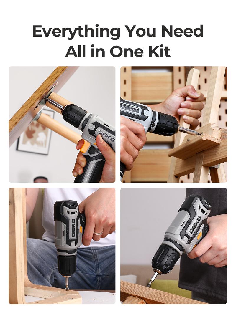 DEKO Home Mechanic Toolbox with 12V Power Cordless Drill Hand Repair Tools Sets Combo Kits Storage Organizer Drawer Case for Men