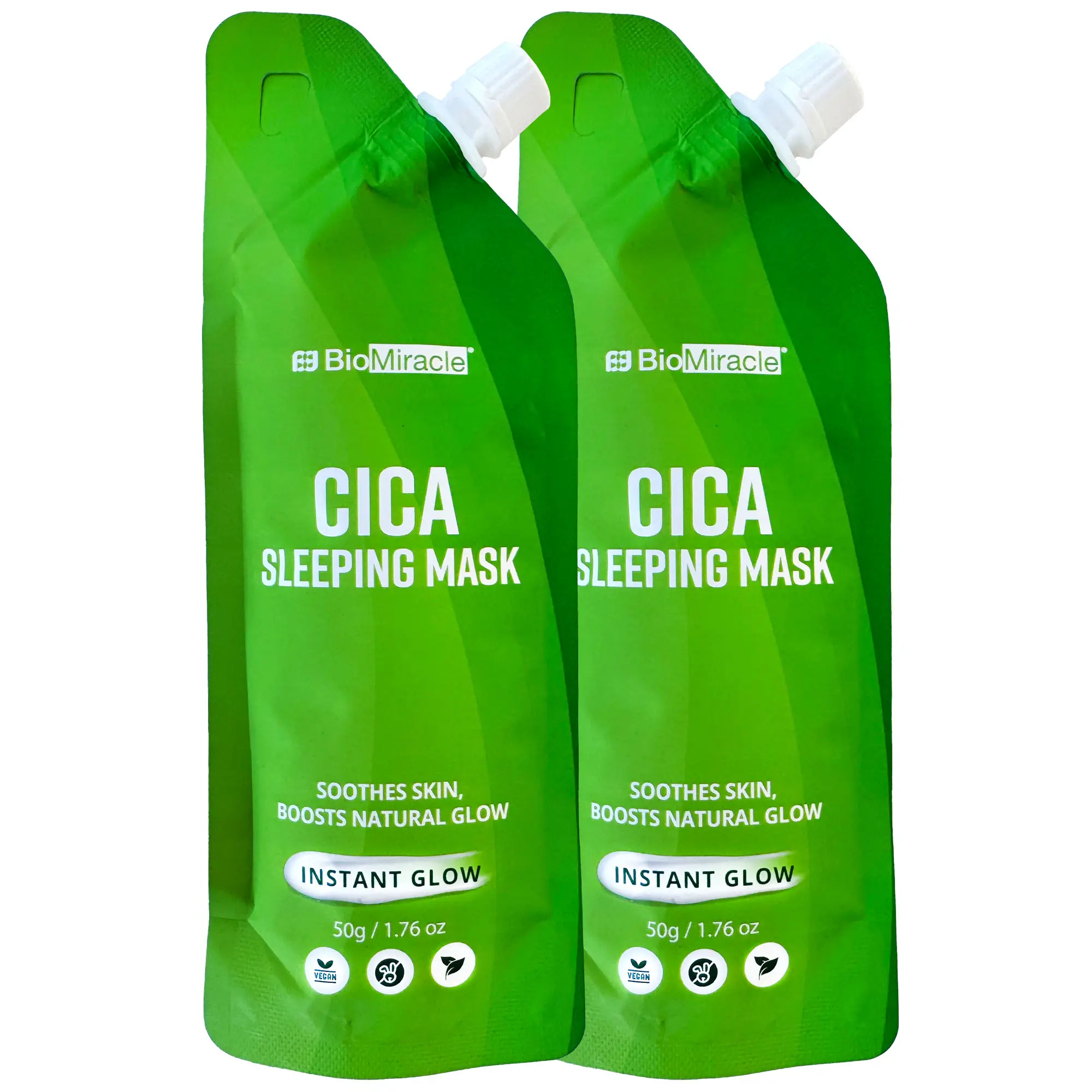 BioMiracle Cica Sleeping Mask 2-Pack - Soothing, Hydrating Moisturizer with Centella Asiatica Extract, Overnight Face Mask for Sensitive Skin, Hydrate