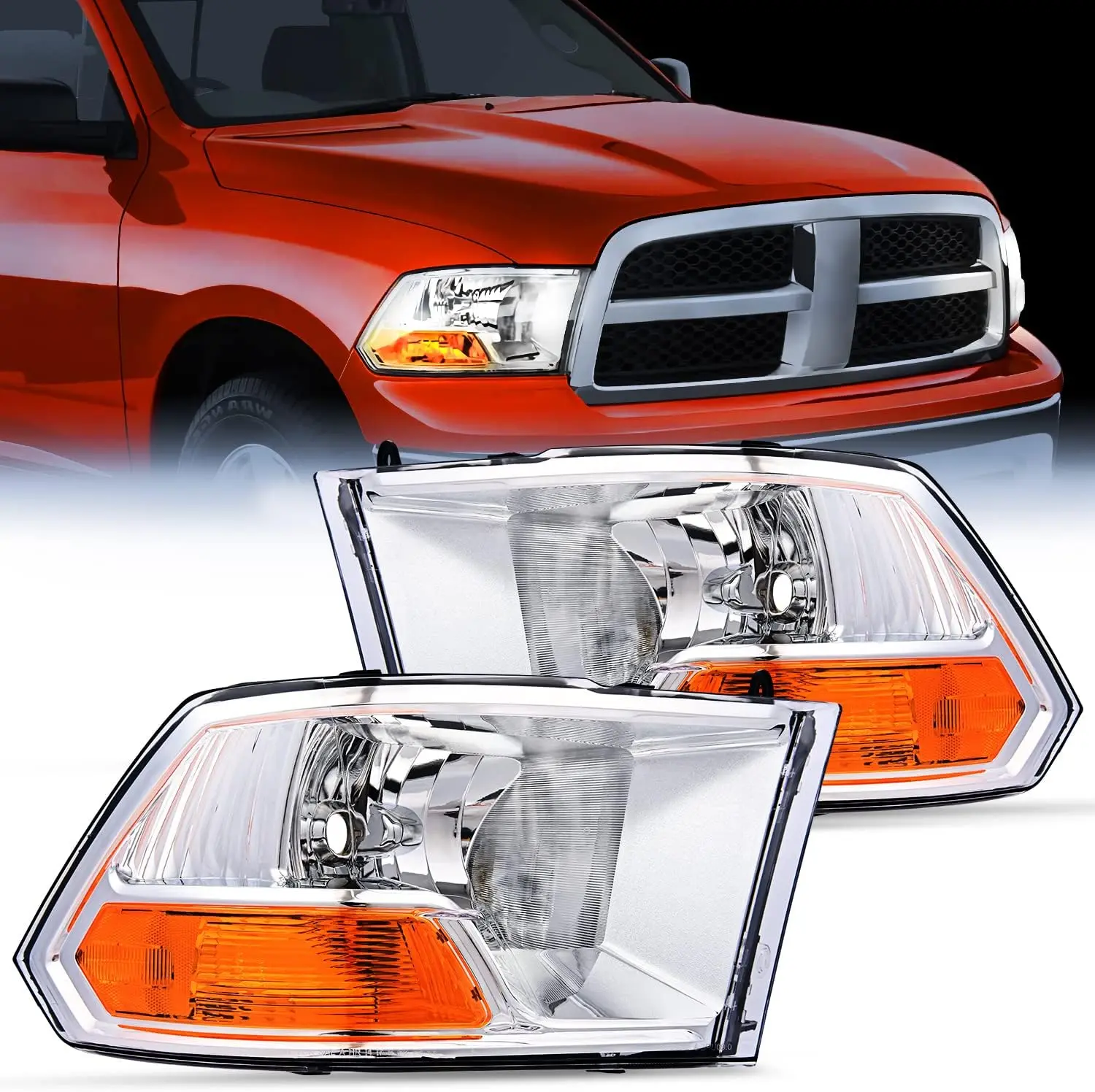 Nilight Car Headlights Assembly - OE Replacement for 2009-2012 Dodge Ram 1500,2500,3500 Dual Beam Model (Not for Quad Beam Model)