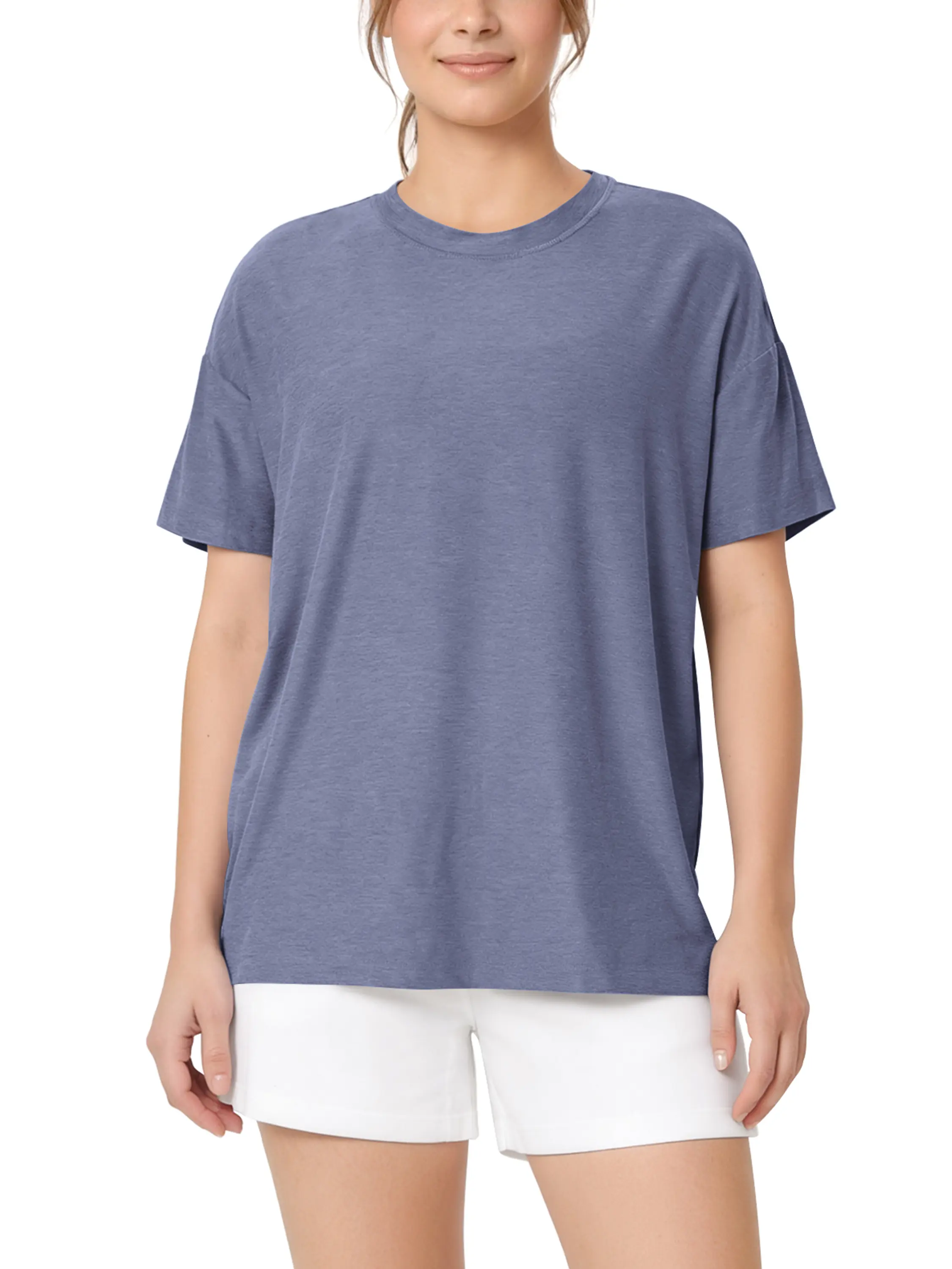 ODODOS Women's Oversized T-Shirt, Silky Soft Activewear Top with Hip Length Coverage & UPF 50+ Sun Protection for All-Day Wear, Basic, Shortsleeve, Fabric, Casual, Breathable, Fit, Gym