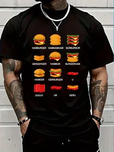 100% Cotton Funny Hamburger Cheese Cheeseburger Fun Humour Memes T-Shirt Women's Men's Graphic Tee Crew Neck summer vacation Tops