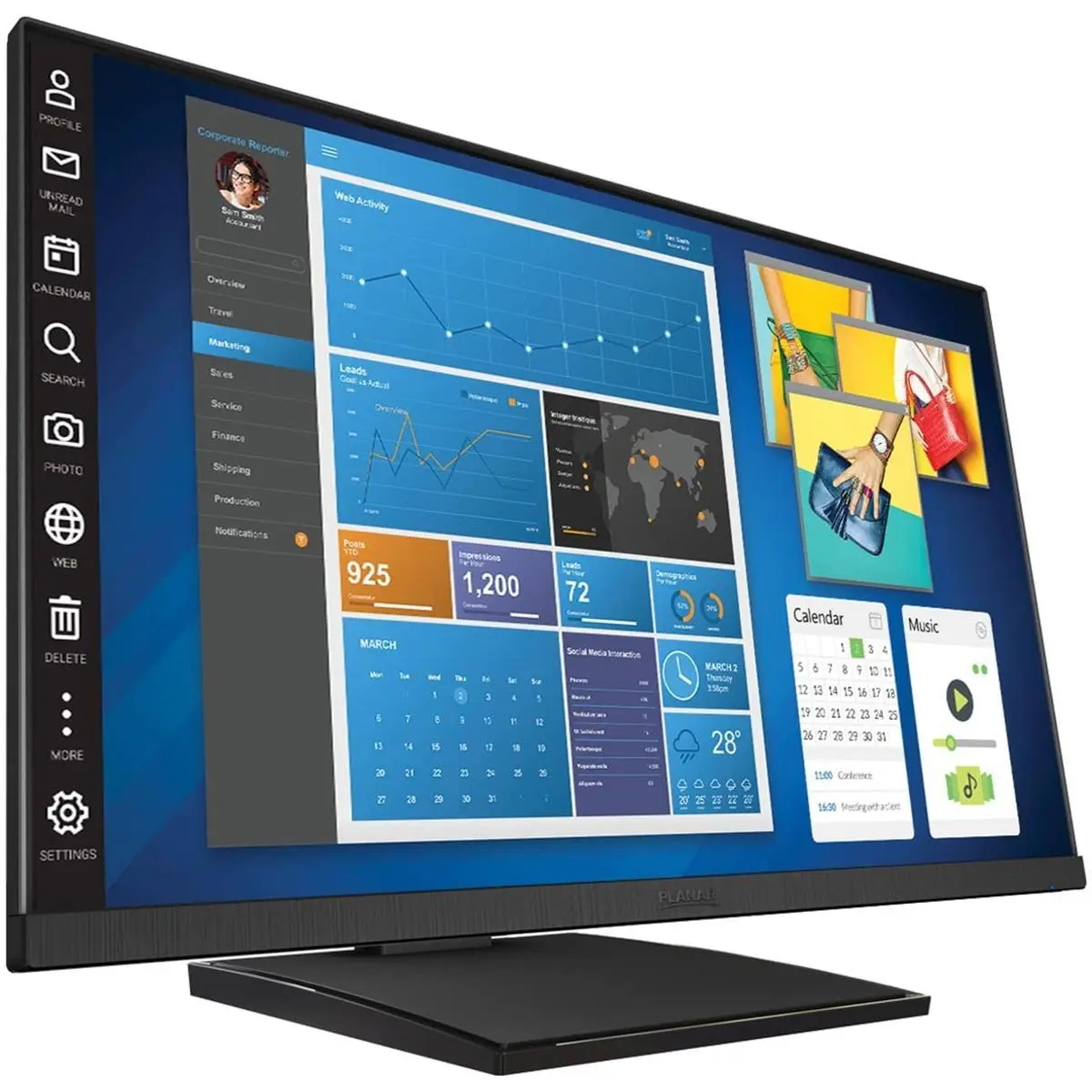 Planar Helium PCT2435 23.8" 16:9 Full-HD Touchscreen IPS LED LCD Monitor with Built-In Speakers