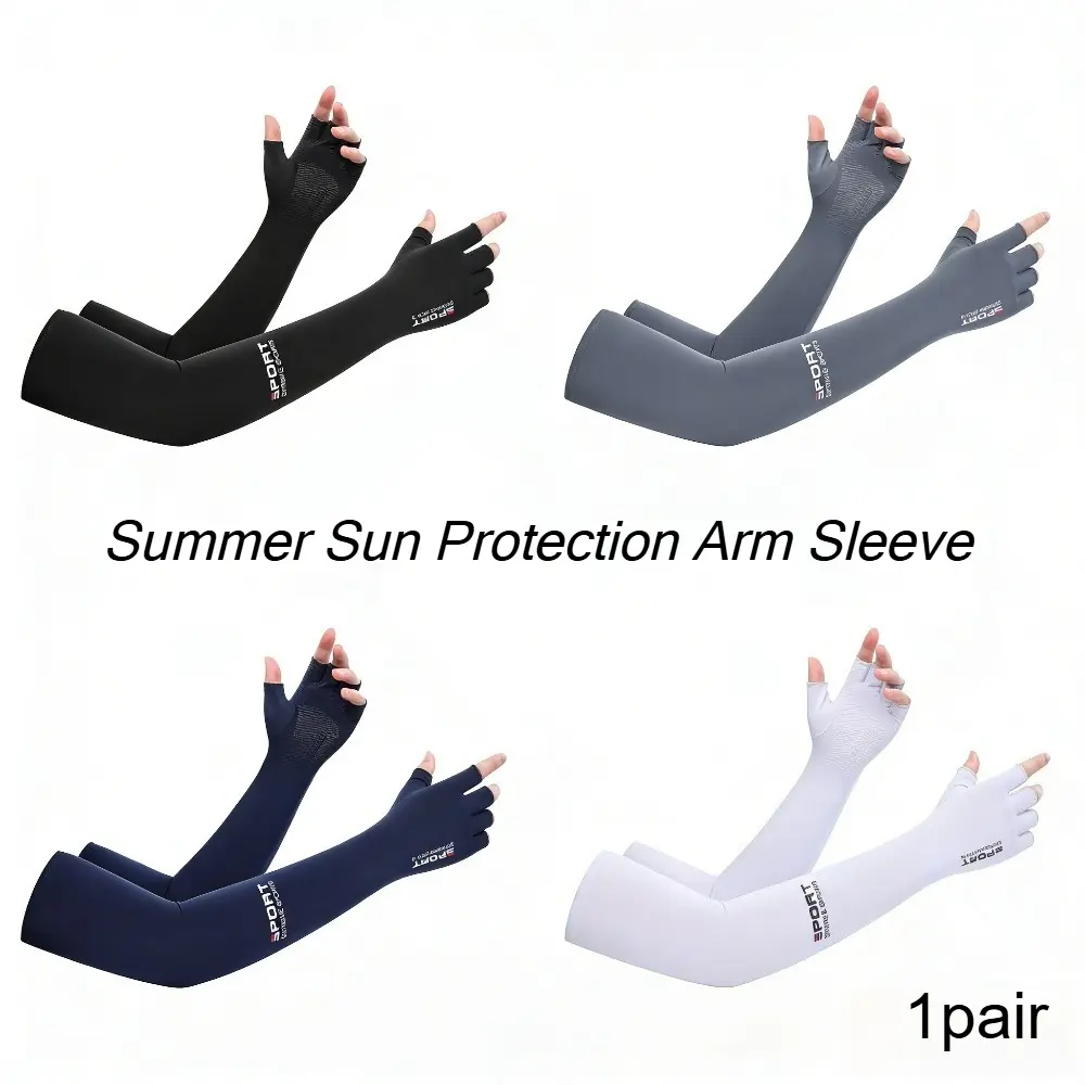 Summer Sun Protection Arm Sleeve, Uv Arm Sleeves, 1 Pair Breathable Ice Silk Arm Sleeve, Outdoor Half-Finger Arm Sleeve, Sports Arm Sleeve For Cycling, Running, Climbing, Arm Guard, Arm Sleeves Cover
