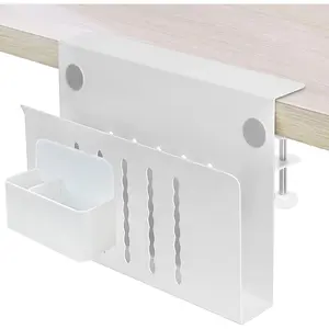 Desk Side Storage, Side Desk Laptop Holder with Anti-Scratch Pad &  Pen Holder, No Drill Under Table Laptop Mount Fits Flat Edge 0.3" to 2.3"