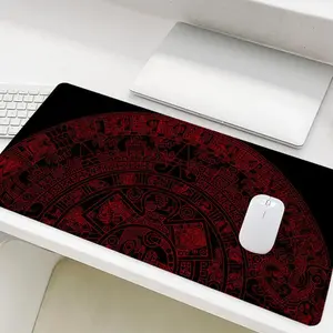 Mystical Aztec Style Mouse Pad, Rectangle Gaming Mouse Pad, Office Desk Accessories, Non-Slip Rubber Base Stitched Edge Desk Pad for Laptop Desktop