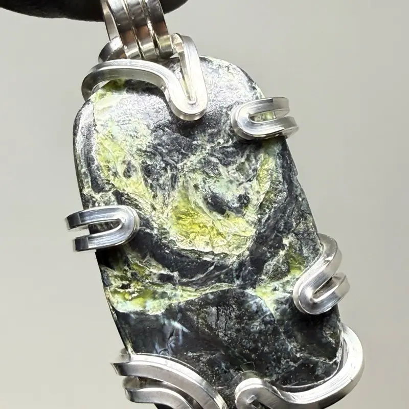 Mount Shasta Serpentine Sterling Silver PENDANT Unique Artisan Crafted Design 925 Ag