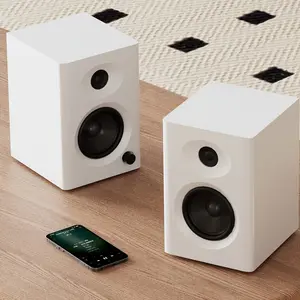 Bookshelf Speakers with Deep Bass, 60W Small HiFi Gaming ComputerSpeakers, 3"Desktop Audio System for PC Laptop, Pair, White