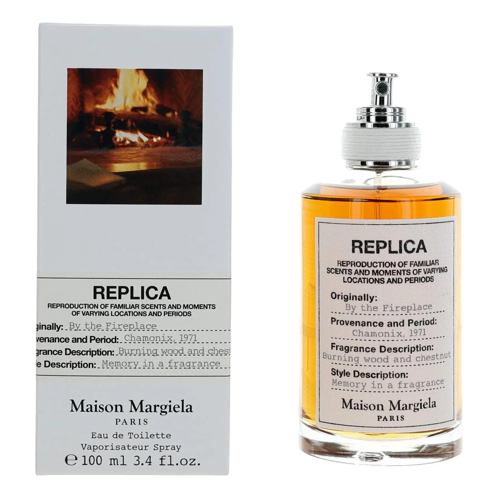Replica By The Fireplace by Maison Margiela, 3.4oz EDT Spray for Unisex, Vanilla Base, Spray Bottle