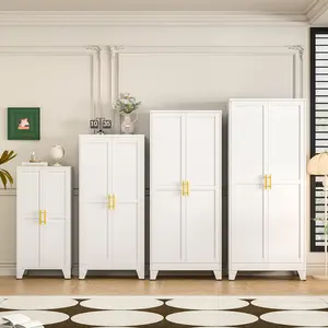 Metal Pantry Cabinet with 2 Doors and Adjustable Shelves Available in four sizes: 47"61" 71" 75" Kitchen Storage Cabinet with Gold Handles - Versatile Storage for Kitchen, Bathroom, Dining Room, Utility Room