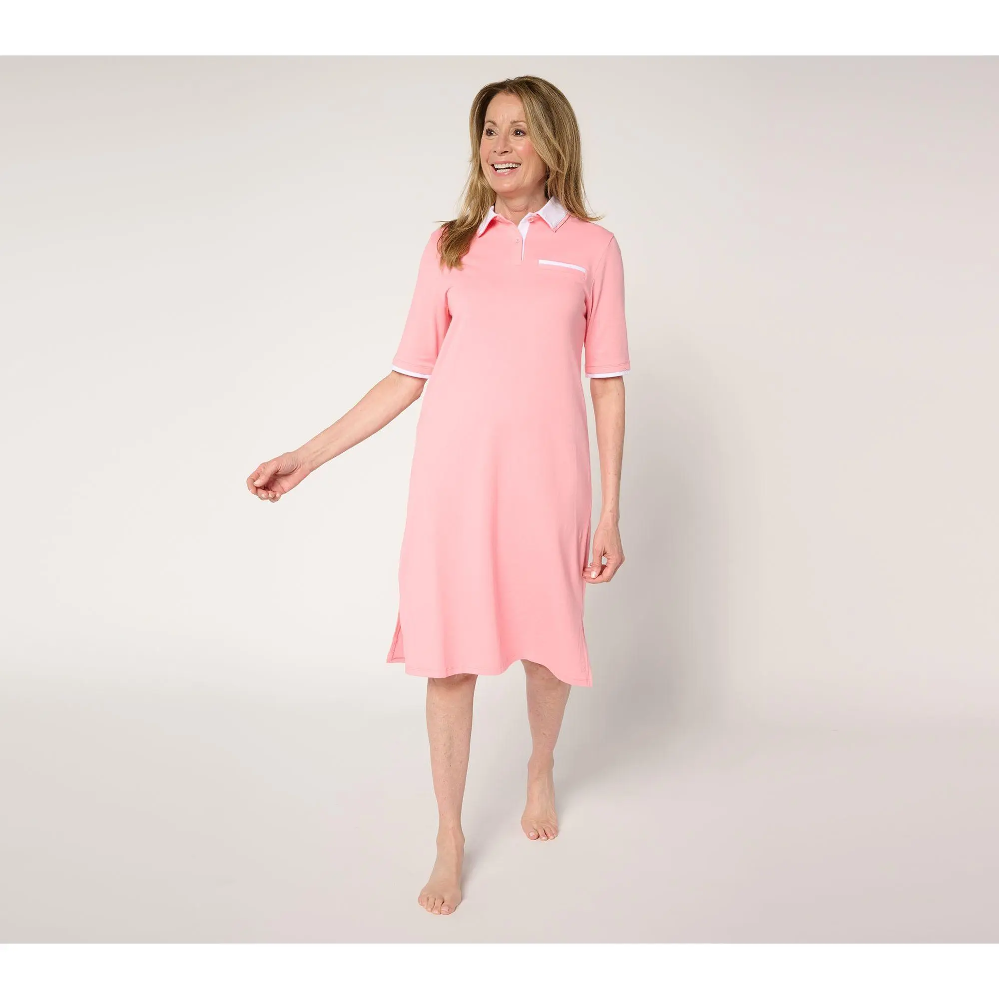 Cuddl Duds Cottonwear+ Collared Lounge Dress
