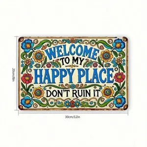 1pc Welcome To My Happy Place Tin Sign Do Not Ruin It Quote Vintage Floral Wall Art Rustic Garden Decor Inspirational Sign Perfect For Living Room Bedroom Or Garden 8x12 Inches 20x30 Cm Decoration Print