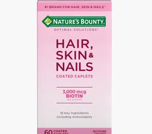 Nature's Bounty Optimal Solutions Hair, Skin & Nails Formula, with 3,000 mcg Biotin, 60 Coated Caplets, 20 Total Servings