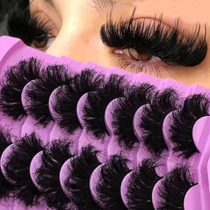 UMIRYAO 7 Pairs 9D 25mm Fluffy Faux Mink Eyelashes, Thick & Charming, Create Cat Eye Makeup, Curly & Voluminous Effect, Reusable Faux Mink Lashes