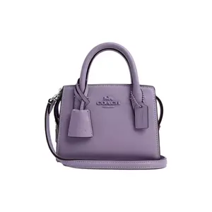 COACH Andrea 15 Mini Embossed Logo Leather Crossbody Bag With Zipper Closure In Silver And Light Purple For Women