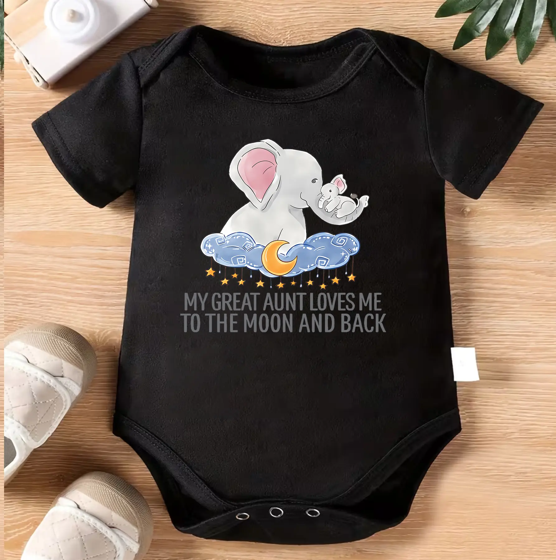 My Great Aunt Loves Me to the Moon and Back Baby Bodysuit, Cute Elephant Infant Onesie, Baby Shower Gift, Newborn Outfit, Family Love Baby Clothes