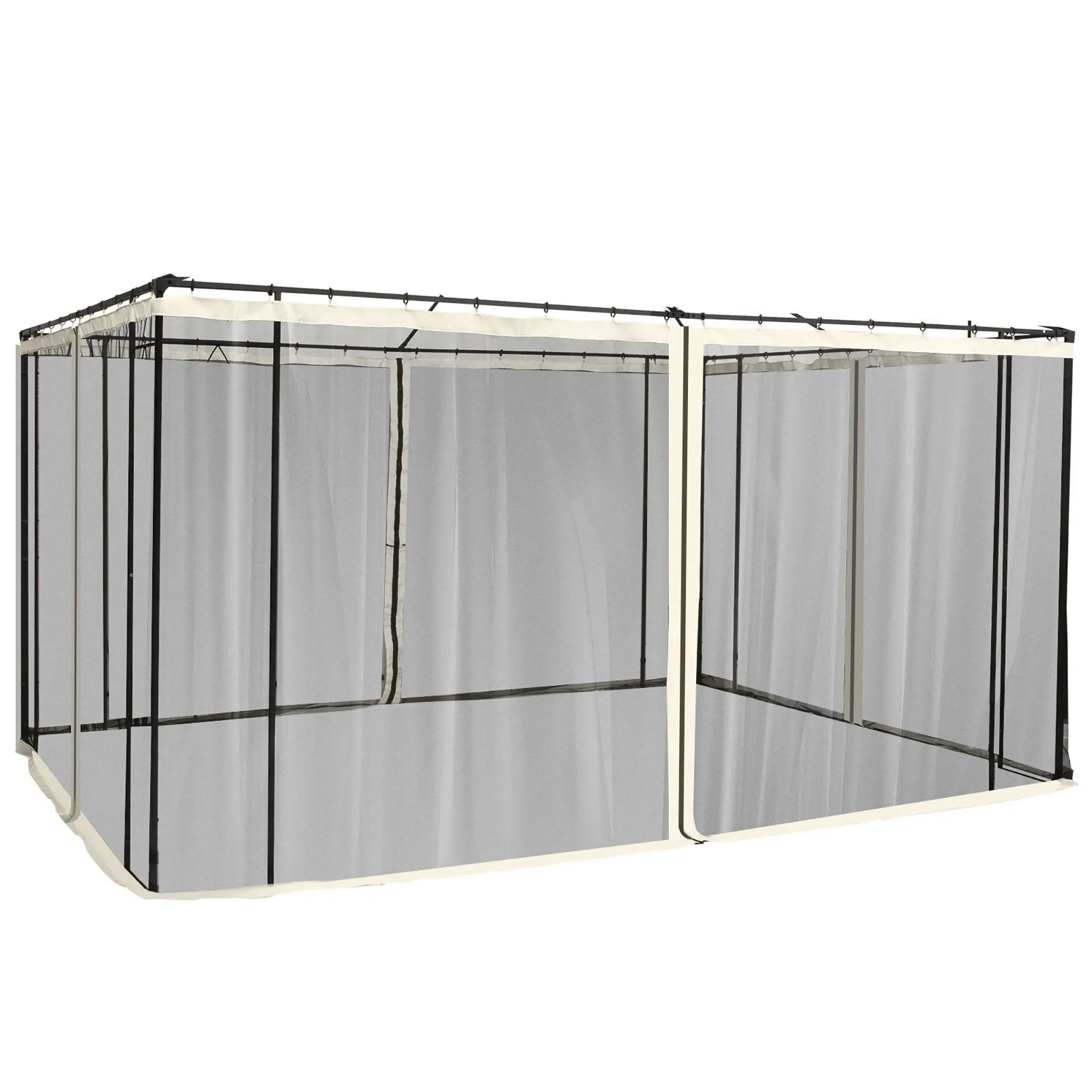 Outsunny 10'x13' Universal Zippered Mesh Sidewall Netting - Canopy Shade Accessory, Gazebo Screen, Removable Mesh Cover for Patio Shelters & Gazebos, Universal Fit, Shade Net, Sidewall Only, White