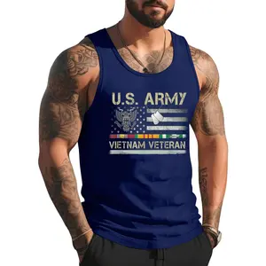 US Army Vietnam Veteran USA Flag Shirt, Veteran Vietnam Army Tank Top , Summer Gym Muscle Sleeveless, Casual Knitted Slim Fit Beach Tank top Fabric Menswear