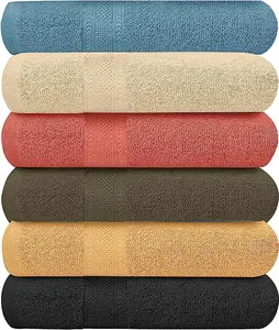 ECO Towels 6-Pack Bath Towels - Extra-Absorbent - 100% Cotton - 27in x 54in - Towels for Bathroom - Extra Large Shower Towels