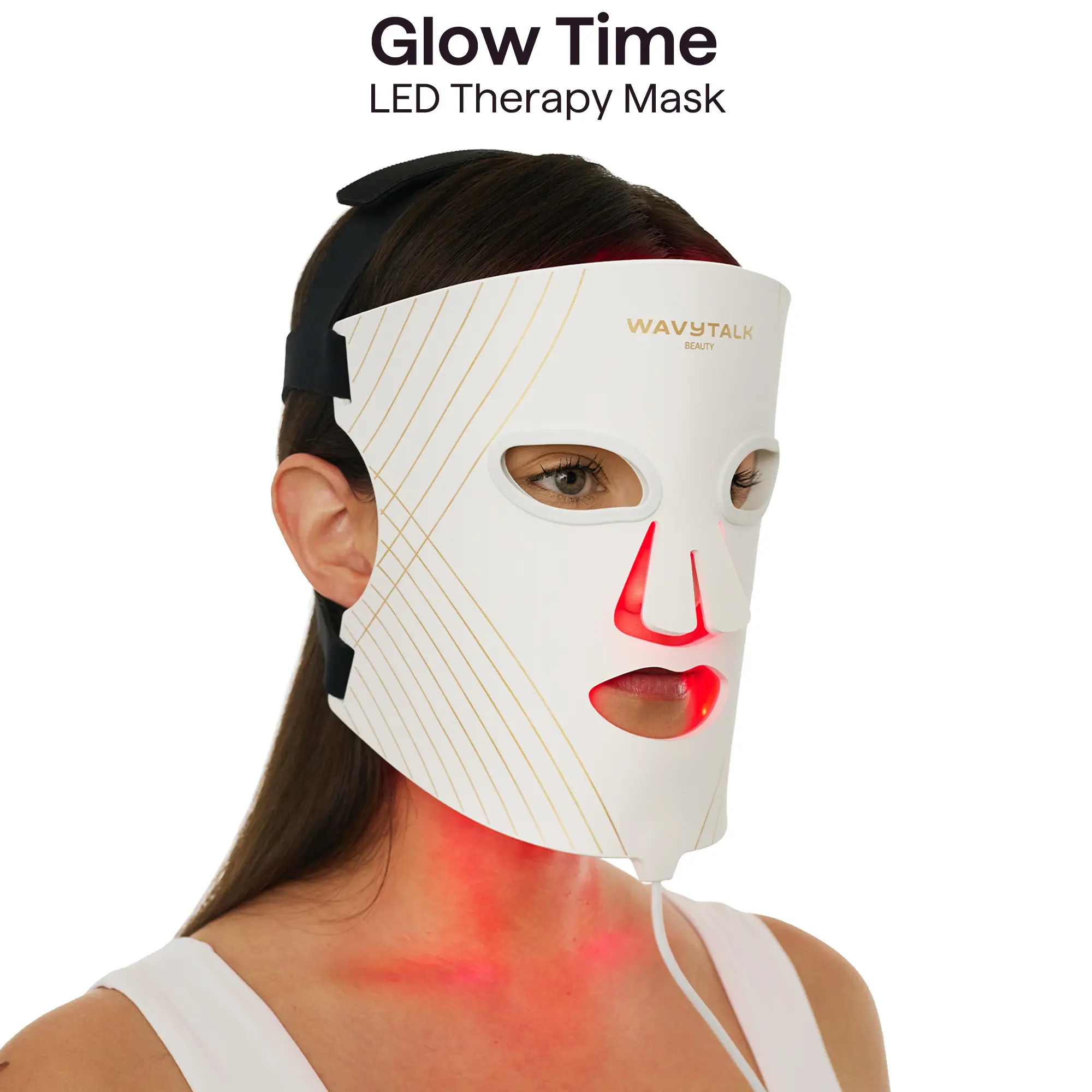Wavytalk Glow Time LED Red Light Therapy Face Mask for Anti-Fine Line, Anti-Acne, and Skin Rejuvenation with Red, Near-Infrared Light, Blue and Amber Light,Perfect Gift