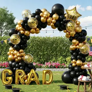 118-Piece Graduation Decoration Gold Metallic Latex Balloon Arch Set, Perfect for Campus Ceremonies, Outdoor Parties, Hotel Themes