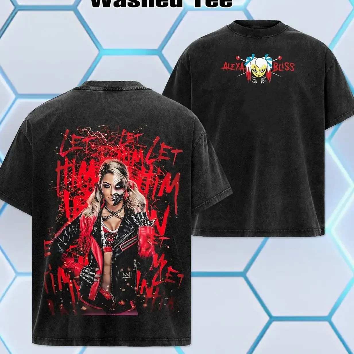 WWE 2026 - Alexa Bliss Washed T-Shirt - Hoodie 100% Premium Cotton S-5XL American-Made Soft Relaxed Fit Pre-Washed Classic Look Menswear Clothes Seamless Apparel Tops, WWE Merch, Summer Outfits, Gift For Him Her 2JQ