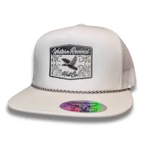Western Revival Chained Duck Hat - White Snapback with Stainless Steel Rope