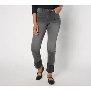 LOGO by Lori Goldstein Petite Jeans w/ Shadow Patch Cuff