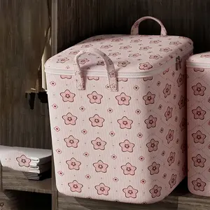 Clothing Storage Bag, Foldable Extra Large Storage Fabric Cubes , Pink Collapsible Non-woven Moving Bins, Portable Waterproof Closet Containers for Organizing Bedroom, Comforter, Quilt, Blanket, Bedding, Pillow & Sheet, Space Saving Organizer