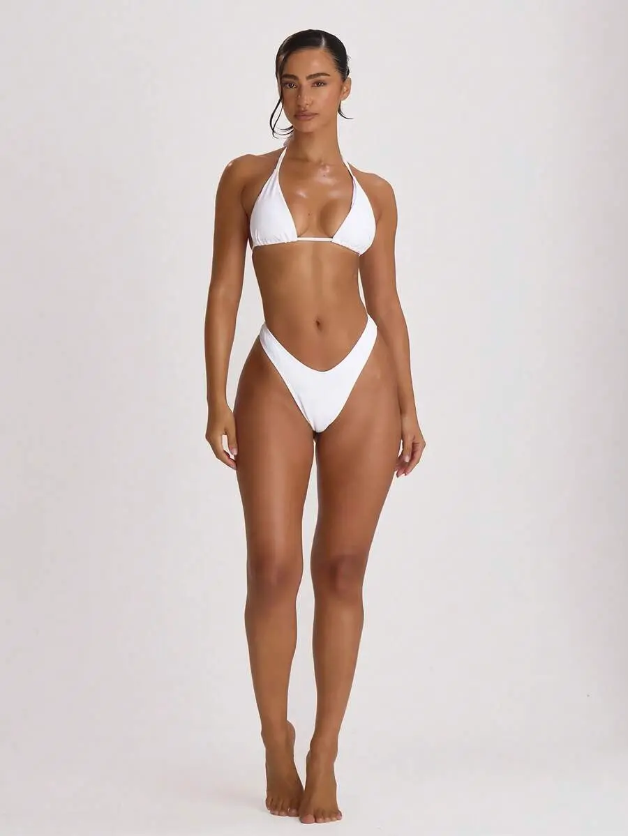 Triangle Halterneck Tie Bikini Top Swim Vacation Holiday Summer Travel Beachwear Basics Hen Do Wedding Bridal Bachelorette Swimwear Resort Core