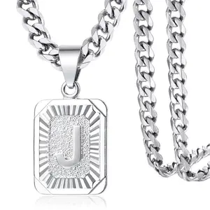 Silver Color Initials Name Pendant Necklace Alphabet Letter A J K Charm 3mm/5mm Cuban Link Chain gargan till
