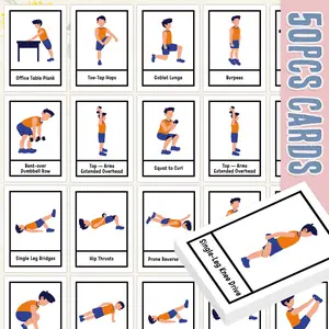 50 Exercise Training Guidance Learning Cards, Fitness Goal Setting Flashcards, Workout Routine Action Guide, Correct Posture Instruction Cards